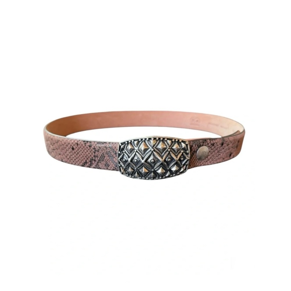 Vero Cuoio Buckles & Belts Pink Snakeskin Leather Belt Studded Buckle